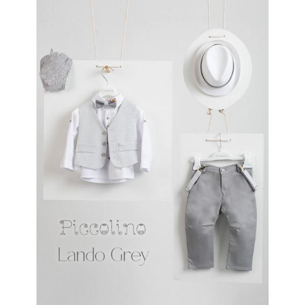 AG20S23 LANDO GREY Piccolino βαπτιστικό κοστούμι με γιλέκο για αγόρι AG20S23 Lando grey