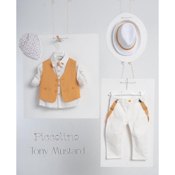 AG20S26 TONY MUSTARD Piccolino βαπτιστικό κοστούμι με γιλέκο για αγόρι AG20S26 Tony Mustard