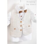 Piccolino βαπτιστικό κοστούμι με γιλέκο για αγόρι AG21S33 Alberto Tobacco