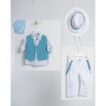 AG20S26 TONY TURQUISE Piccolino βαπτιστικό κοστούμι με γιλέκο για αγόρι AG20S26 Tony Turquise