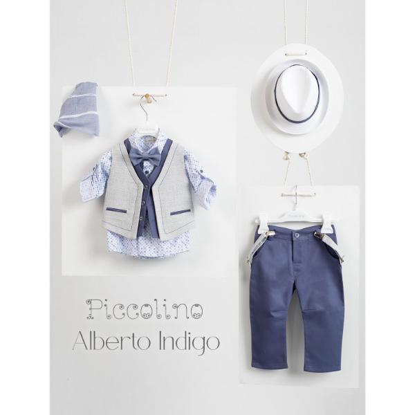 AG21S33 ALBERTO INDIGO Piccolino βαπτιστικό κοστούμι με γιλέκο για αγόρι AG21S33 Alberto Indigo