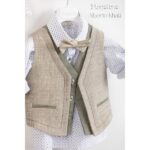 Piccolino βαπτιστικό κοστούμι με γιλέκο για αγόρι AG21S33 Alberto Khaki