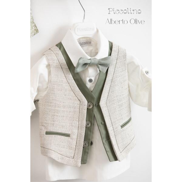 Piccolino βαπτιστικό κοστούμι με γιλέκο για αγόρι AG21S33 Alberto Olive