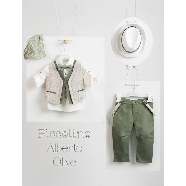 Piccolino βαπτιστικό κοστούμι με γιλέκο για αγόρι AG21S33 Alberto Olive