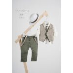 Piccolino βαπτιστικό κοστούμι με γιλέκο για αγόρι AG22S28 Silvio-22 Olive