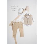 Piccolino βαπτιστικό κοστούμι με γιλέκο για αγόρι AG23S50 Massimo Beige