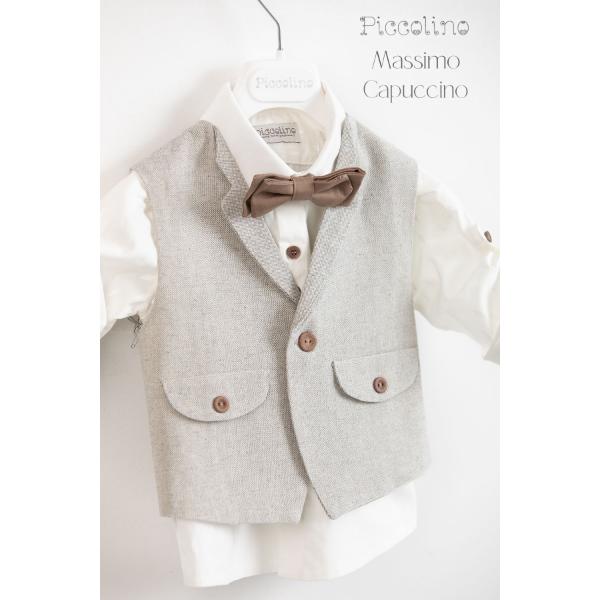 Piccolino βαπτιστικό κοστούμι με γιλέκο για αγόρι AG23S50 Massimo Capuccino