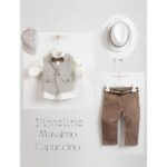 Piccolino βαπτιστικό κοστούμι με γιλέκο για αγόρι AG23S50 Massimo Capuccino