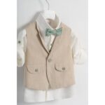 Piccolino βαπτιστικό κοστούμι με γιλέκο για αγόρι AG23S50 Massimo Mint