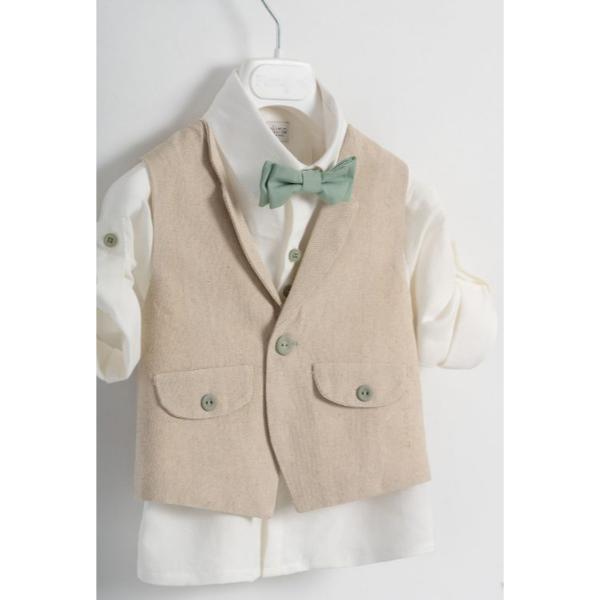 Piccolino βαπτιστικό κοστούμι με γιλέκο για αγόρι AG23S50 Massimo Mint