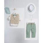 Piccolino βαπτιστικό κοστούμι με γιλέκο για αγόρι AG23S50 Massimo Mint