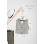 Piccolino βαπτιστικό κοστούμι με γιλέκο για αγόρι AG23S50 Massimo Olive