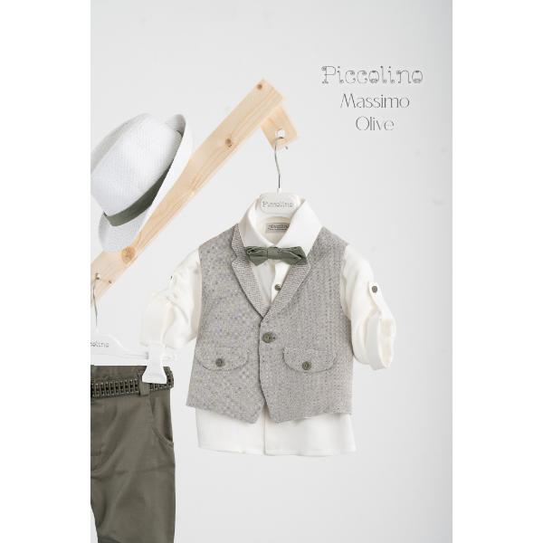 Piccolino βαπτιστικό κοστούμι με γιλέκο για αγόρι AG23S50 Massimo Olive