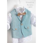 Piccolino βαπτιστικό κοστούμι με γιλέκο για αγόρι AG23S50 Massimo Safari