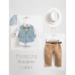 Piccolino βαπτιστικό κοστούμι με γιλέκο για αγόρι AG23S50 Massimo Safari