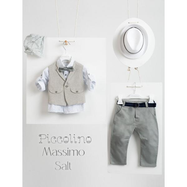 Piccolino βαπτιστικό κοστούμι με γιλέκο για αγόρι AG23S50 Massimo Salt