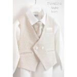 Piccolino βαπτιστικό κοστούμι με γιλέκο για αγόρι AG23S52 Andre Beige