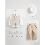 Piccolino βαπτιστικό κοστούμι με γιλέκο για αγόρι AG23S52 Andre Beige