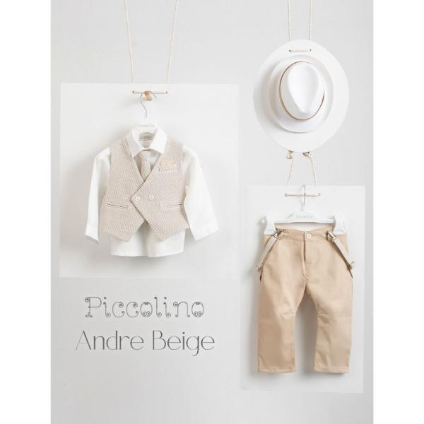 Piccolino βαπτιστικό κοστούμι με γιλέκο για αγόρι AG23S52 Andre Beige