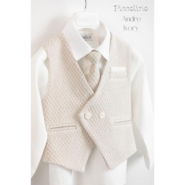 Piccolino βαπτιστικό κοστούμι με γιλέκο για αγόρι AG23S52 Andre Ivory