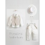 Piccolino βαπτιστικό κοστούμι με γιλέκο για αγόρι AG23S52 Andre Ivory