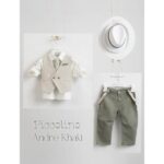 Piccolino βαπτιστικό κοστούμι με γιλέκο για αγόρι AG23S52 Andre Khaki