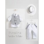 Piccolino βαπτιστικό κοστούμι με γιλέκο για αγόρι AG23S52 Andre White