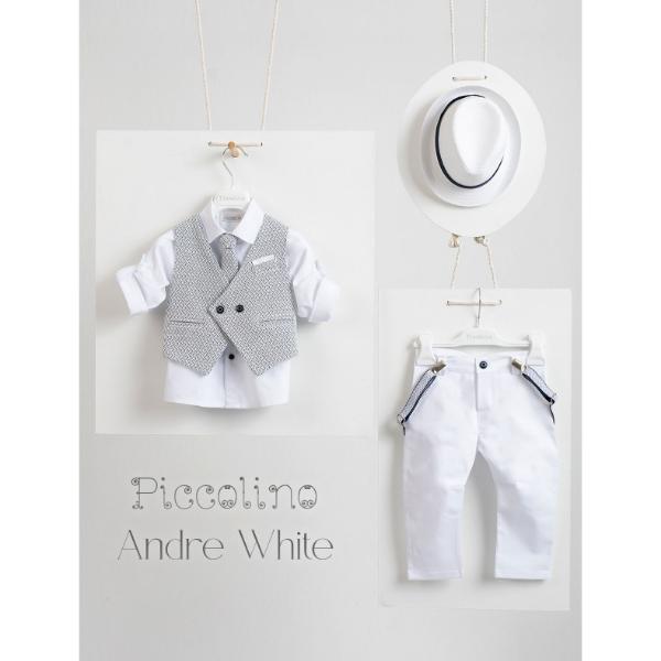 Piccolino βαπτιστικό κοστούμι με γιλέκο για αγόρι AG23S52 Andre White