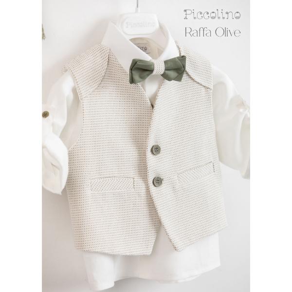 Piccolino βαπτιστικό κοστούμι με γιλέκο για αγόρι AG23S53 Raffa Olive