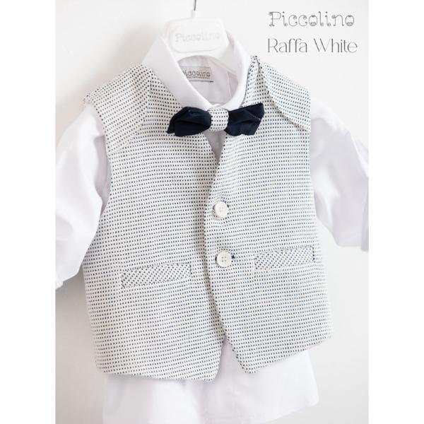 Piccolino βαπτιστικό κοστούμι με γιλέκο για αγόρι AG23S53 Raffa White