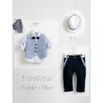 Piccolino βαπτιστικό κοστούμι με γιλέκο για αγόρι AG23S54 Romeo Blue