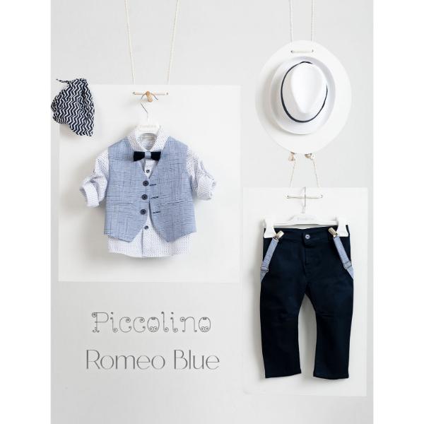AG23S54 ROMEO BLUE Piccolino βαπτιστικό κοστούμι με γιλέκο για αγόρι AG23S54 Romeo Blue