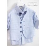 AG23S54 ROMEO INDIGO 1 Piccolino βαπτιστικό κοστούμι με γιλέκο για αγόρι AG23S54 Romeo Indigo