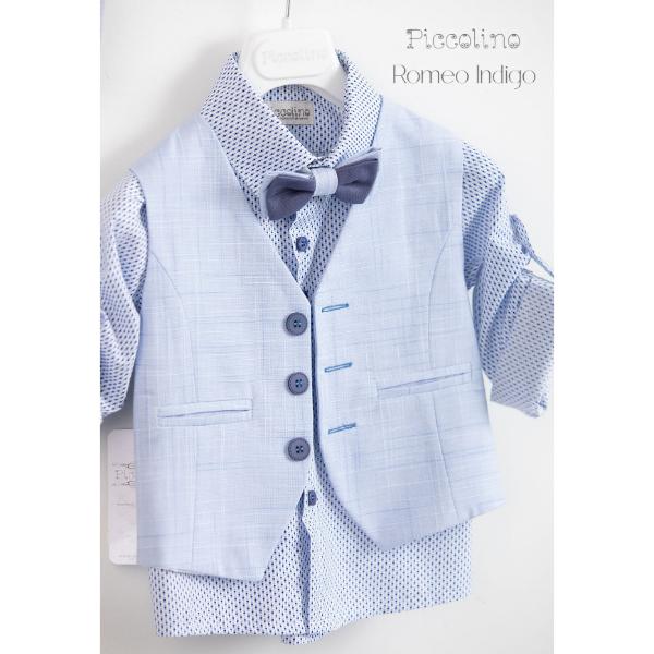 AG23S54-ROMEO-INDIGO-1 Piccolino βαπτιστικό κοστούμι με γιλέκο για αγόρι AG23S54 Romeo Indigo