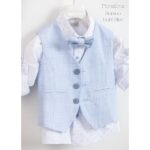 AG23S54 ROMEO LIGHT BLUE 1 Piccolino βαπτιστικό κοστούμι με γιλέκο για αγόρι AG23S54 Romeo Light Blue