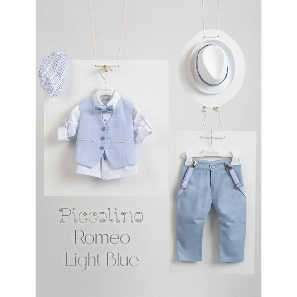 AG23S54 ROMEO LIGHT BLUE Piccolino βαπτιστικό κοστούμι με γιλέκο για αγόρι AG23S54 Romeo Light Blue