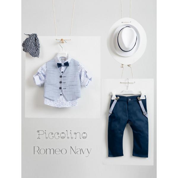 AG23S54 ROMEO NAVY Piccolino βαπτιστικό κοστούμι με γιλέκο για αγόρι AG23S54 Romeo Navy