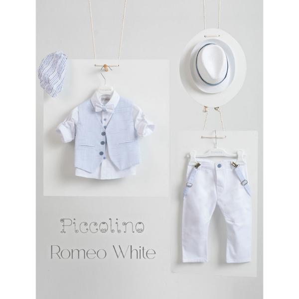 AG23S54 ROMEO WHITE Piccolino βαπτιστικό κοστούμι με γιλέκο για αγόρι AG23S54 Romeo White