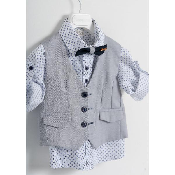 AG23S56-FREDERIC-BLUE-1 Piccolino βαπτιστικό κοστούμι με γιλέκο για αγόρι AG23S56 Frederic Blue