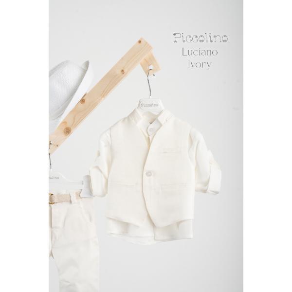 Piccolino βαπτιστικό κοστούμι με γιλέκο για αγόρι AG23S59.IVORY Luciano Ivory
