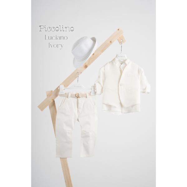 Piccolino βαπτιστικό κοστούμι με γιλέκο για αγόρι AG23S59.IVORY Luciano Ivory