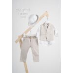 Piccolino βαπτιστικό κοστούμι με γιλέκο για αγόρι AG23S59.SAND Luciano Sand