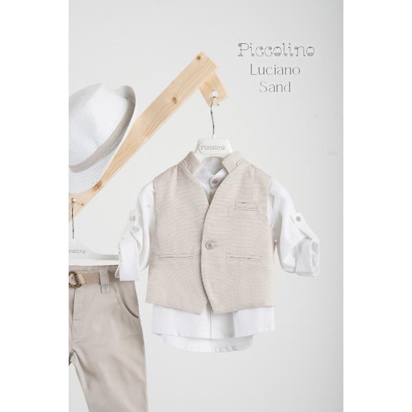Piccolino βαπτιστικό κοστούμι με γιλέκο για αγόρι AG23S59.SAND Luciano Sand