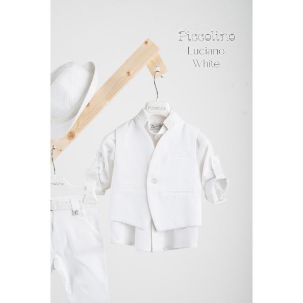 Piccolino βαπτιστικό κοστούμι με γιλέκο για αγόρι AG23S59.WHITE Luciano White