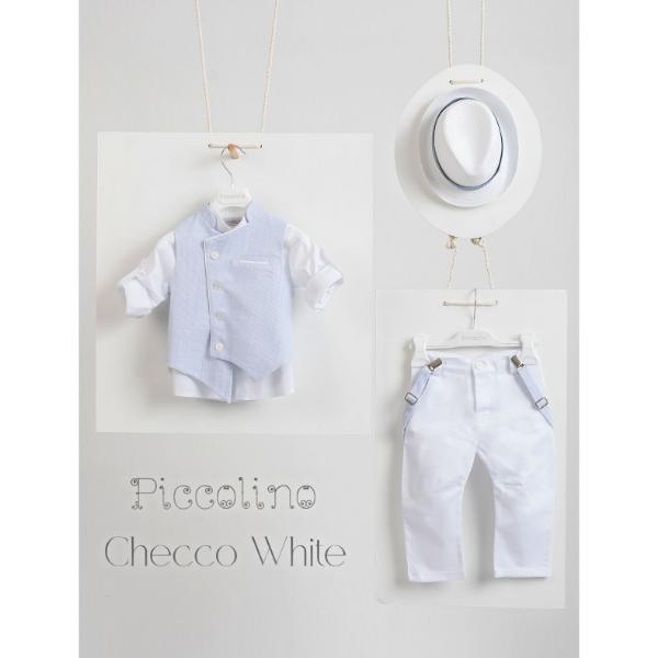 Piccolino βαπτιστικό κοστούμι με γιλέκο για αγόρι AG23S61 Checco White