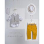 Piccolino βαπτιστικό κοστούμι με γιλέκο για αγόρι AG24S64 Mateo Mustard