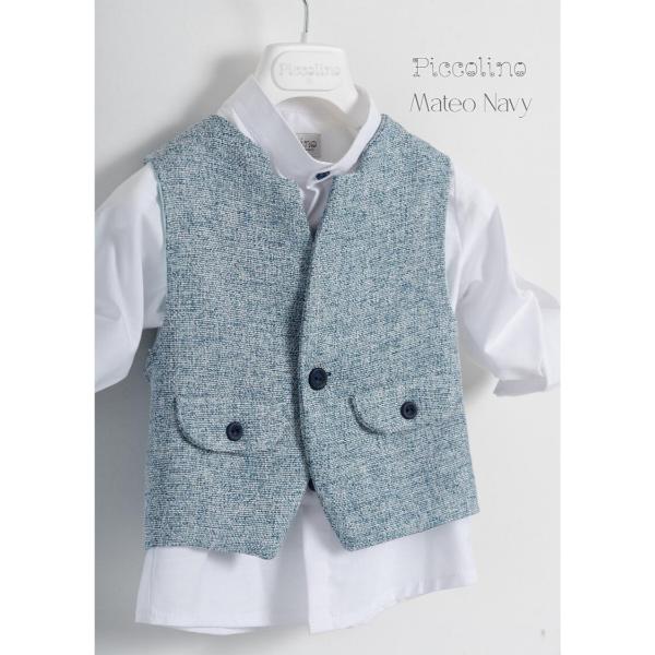 Piccolino βαπτιστικό κοστούμι με γιλέκο για αγόρι AG24S64 Mateo Navy