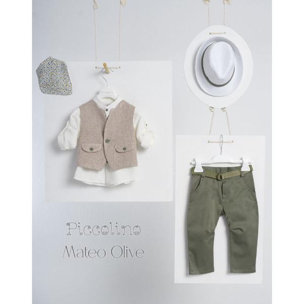 Piccolino βαπτιστικό κοστούμι με γιλέκο για αγόρι AG24S64 Mateo Olive
