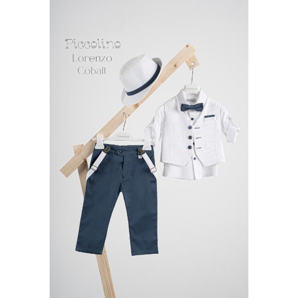 AG25S75 LORENZO COBALT PICCOLINO 2025 Piccolino βαπτιστικό κοστούμι με γιλέκο για αγόρι AG25S75.COBALT Lorenzo Cobalt