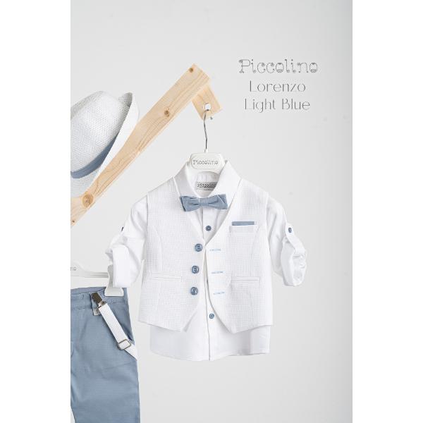 Piccolino βαπτιστικό κοστούμι με γιλέκο για αγόρι AG25S75.LIGHTBLUE Lorenzo Light blue